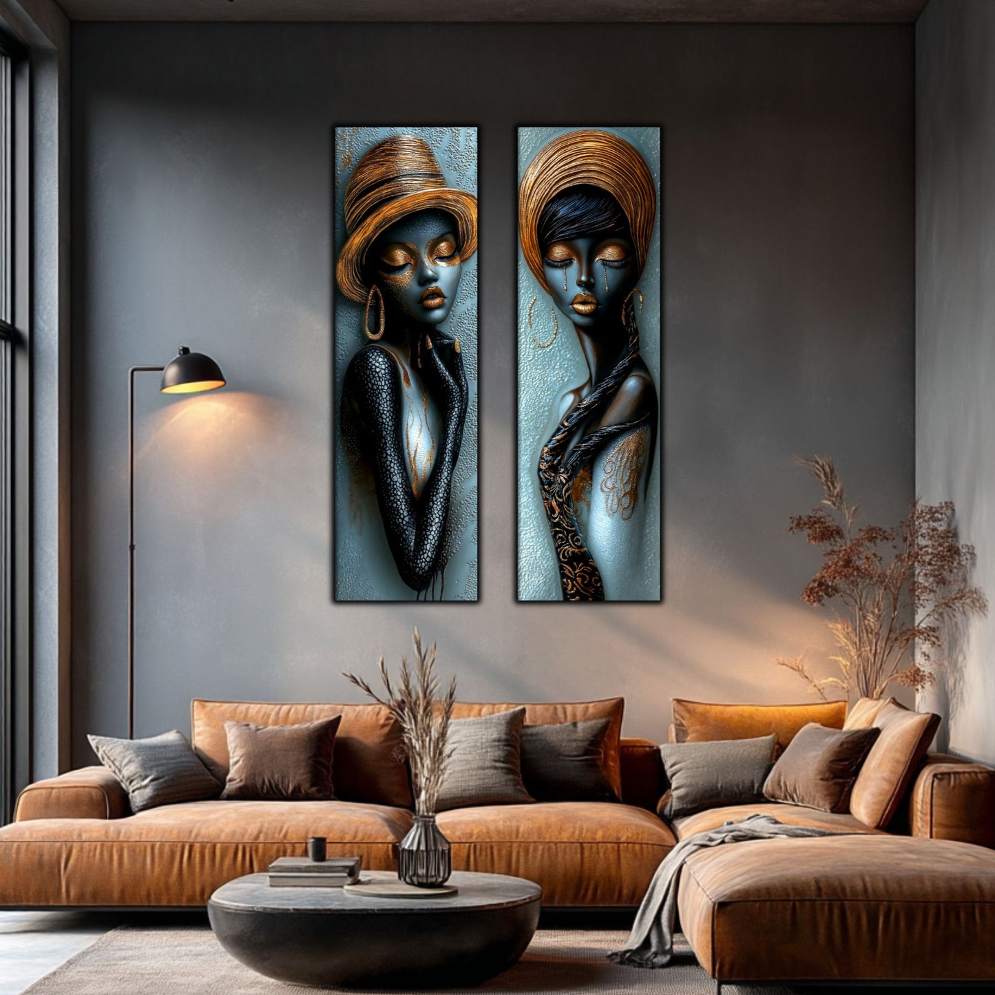 Set 2 Tablouri pt Decorul Modern al Livingului - Print UV pe Sticla - NO21