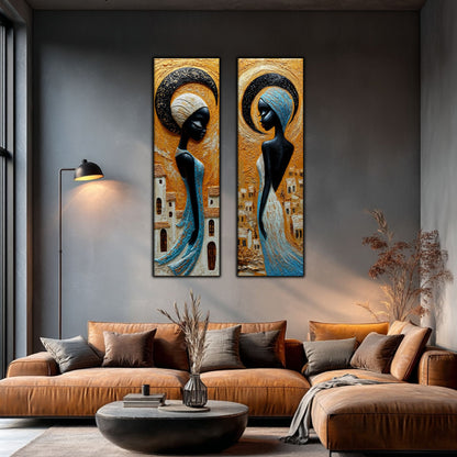 Set 2 Tablouri pt Decorul Modern al Livingului - Print UV pe Sticla - NO17