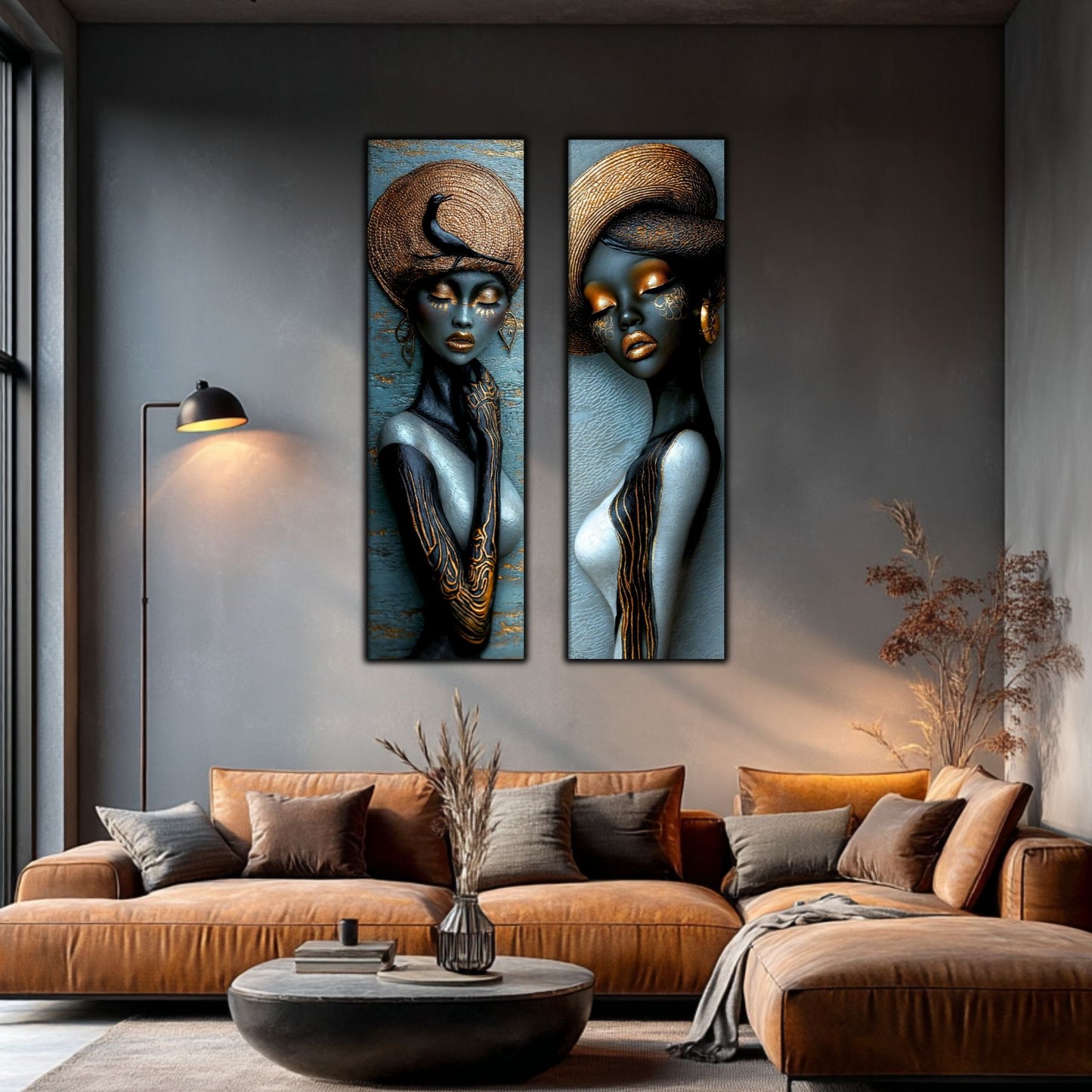 Set 2 Tablouri pt Decorul Modern al Livingului - Print UV pe Sticla - NO20