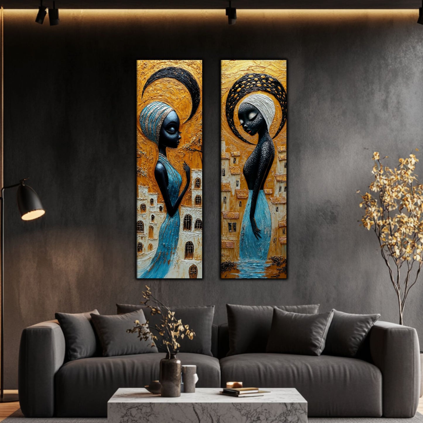 Set 2 Tablouri pt Decorul Modern al Livingului - Print UV pe Sticla - NO23
