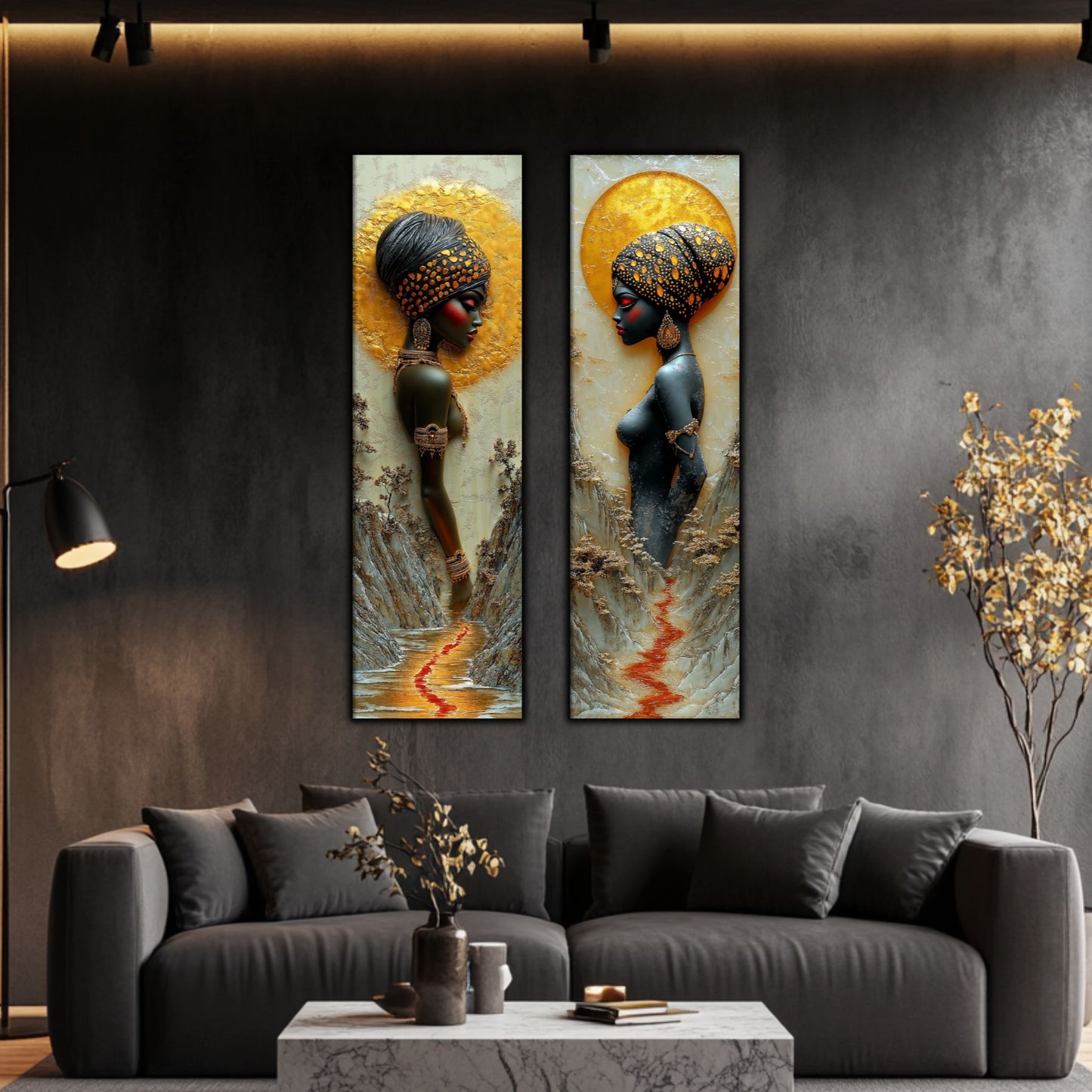 Set 2 Tablouri pt Decorul Modern al Livingului - Print UV pe Sticla - NO13