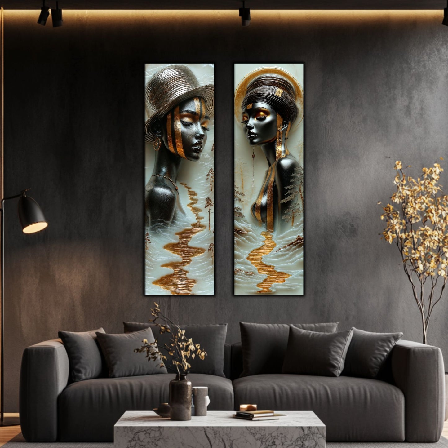 Set 2 Tablouri pt Decorul Modern al Livingului - Print UV pe Sticla - NO16