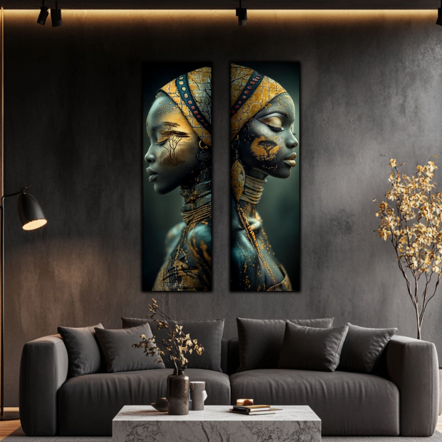 Set 2 Tablouri pt Decorul Modern al Livingului - Print UV pe Sticla - NO12