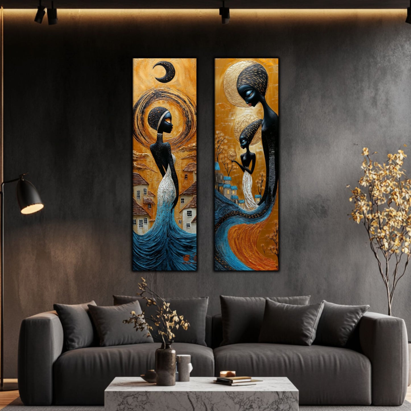 Set 2 Tablouri pt Decorul Modern al Livingului - Print UV pe Sticla - NO15