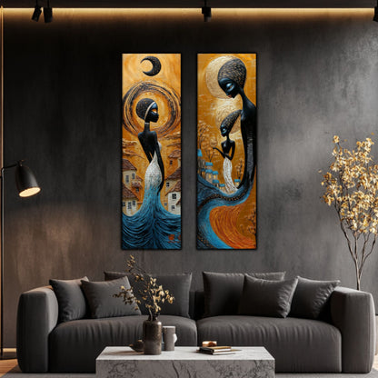 Set 2 Tablouri pt Decorul Modern al Livingului - Print UV pe Sticla - NO15