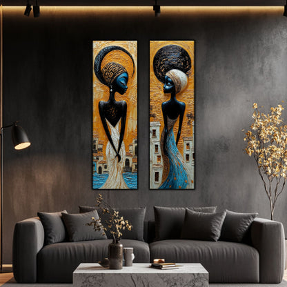 Set 2 Tablouri pt Decorul Modern al Livingului - Print UV pe Sticla - NO19