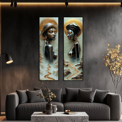 Set 2 Tablouri pt Decorul Modern al Livingului - Print UV pe Sticla - NO14