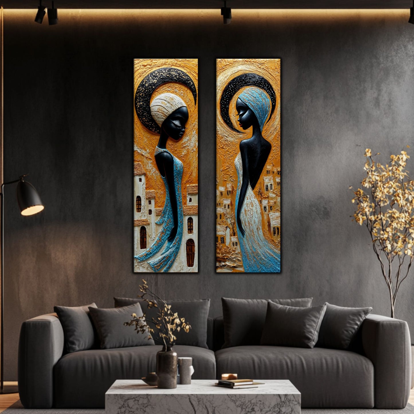 Set 2 Tablouri pt Decorul Modern al Livingului - Print UV pe Sticla - NO17