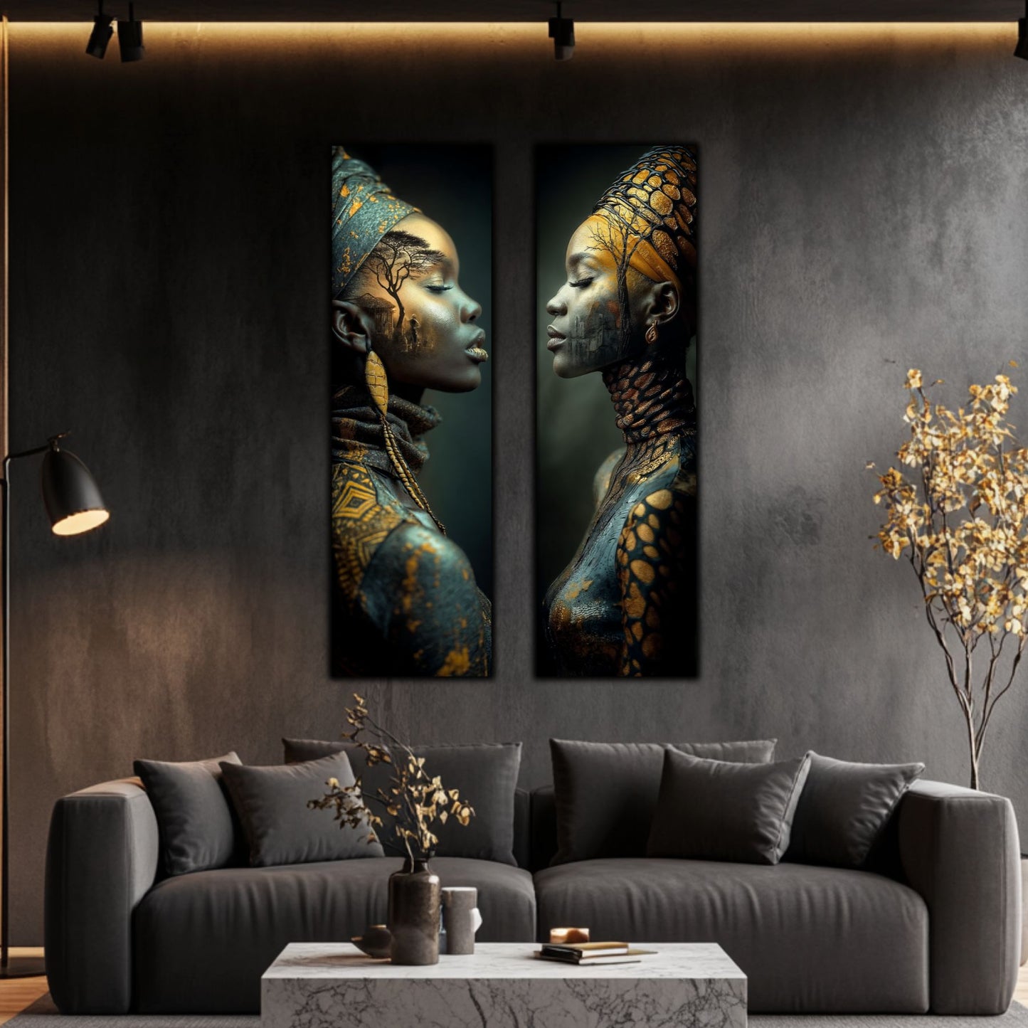 Set 2 Tablouri pt Decorul Modern al Livingului - Print UV pe Sticla - NO11
