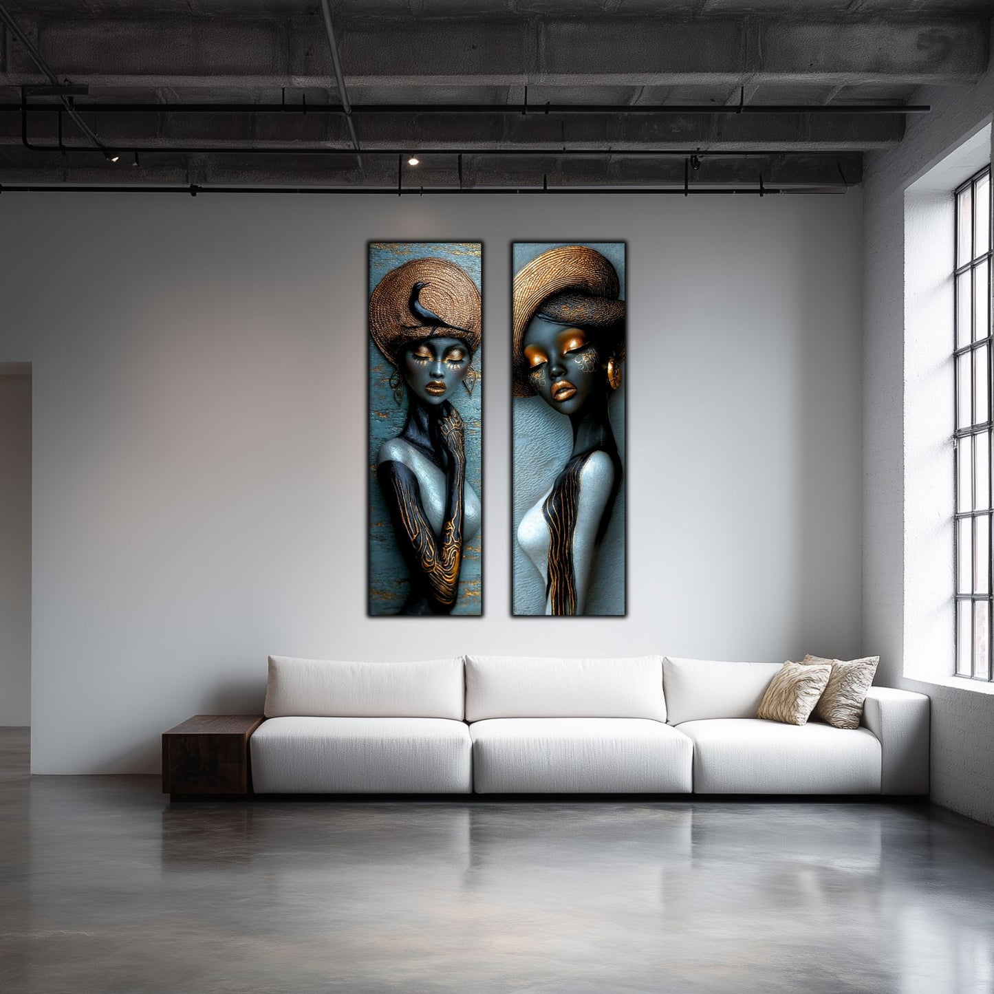 Set 2 Tablouri pt Decorul Modern al Livingului - Print UV pe Sticla - NO20