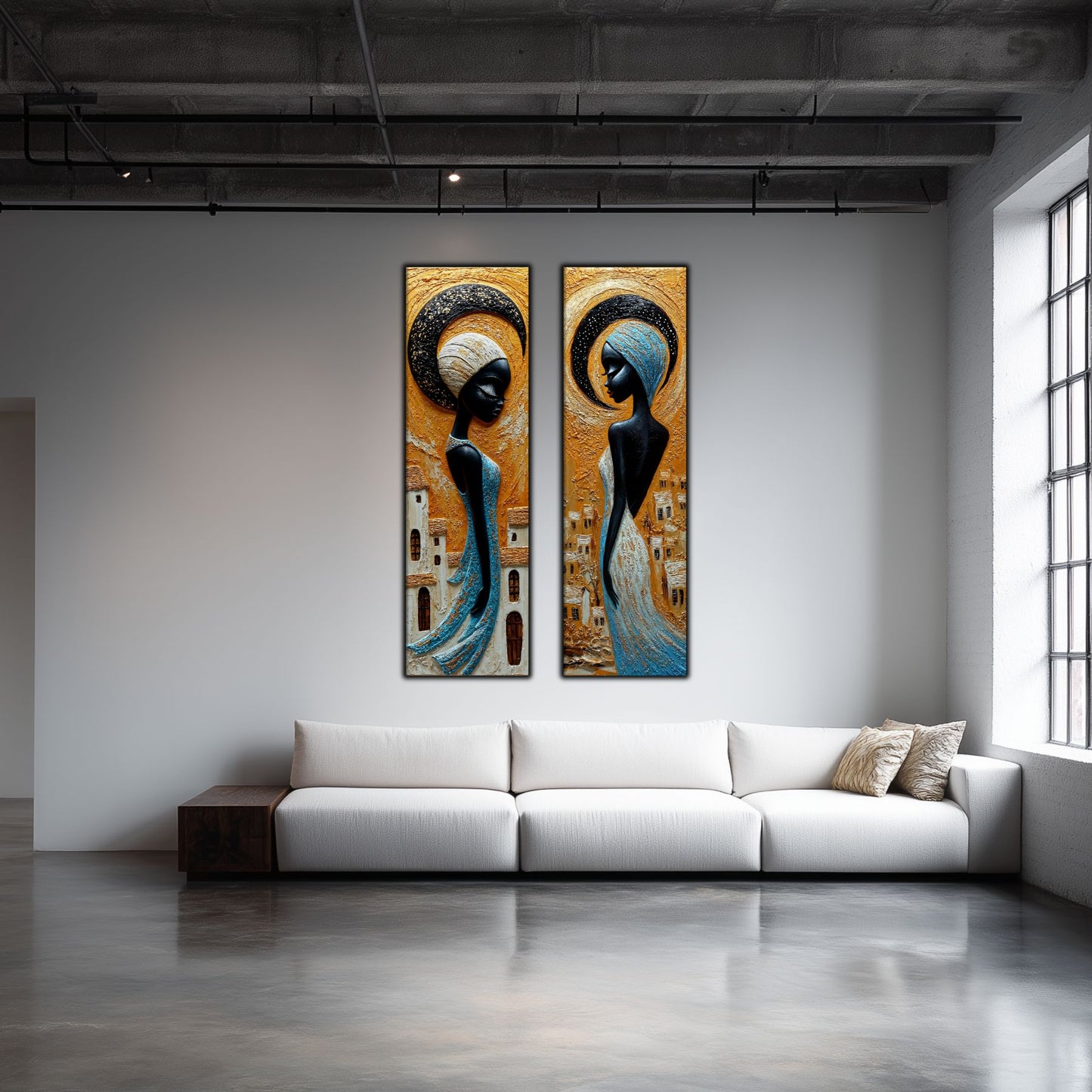 Set 2 Tablouri pt Decorul Modern al Livingului - Print UV pe Sticla - NO17