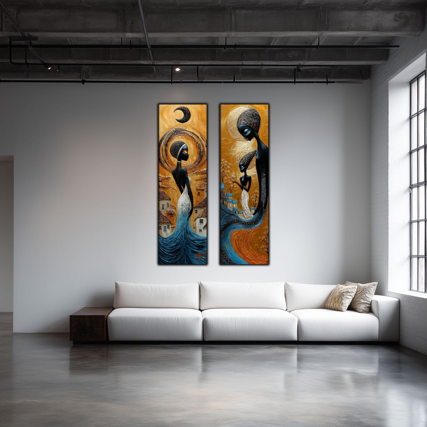 Set 2 Tablouri pt Decorul Modern al Livingului - Print UV pe Sticla - NO15
