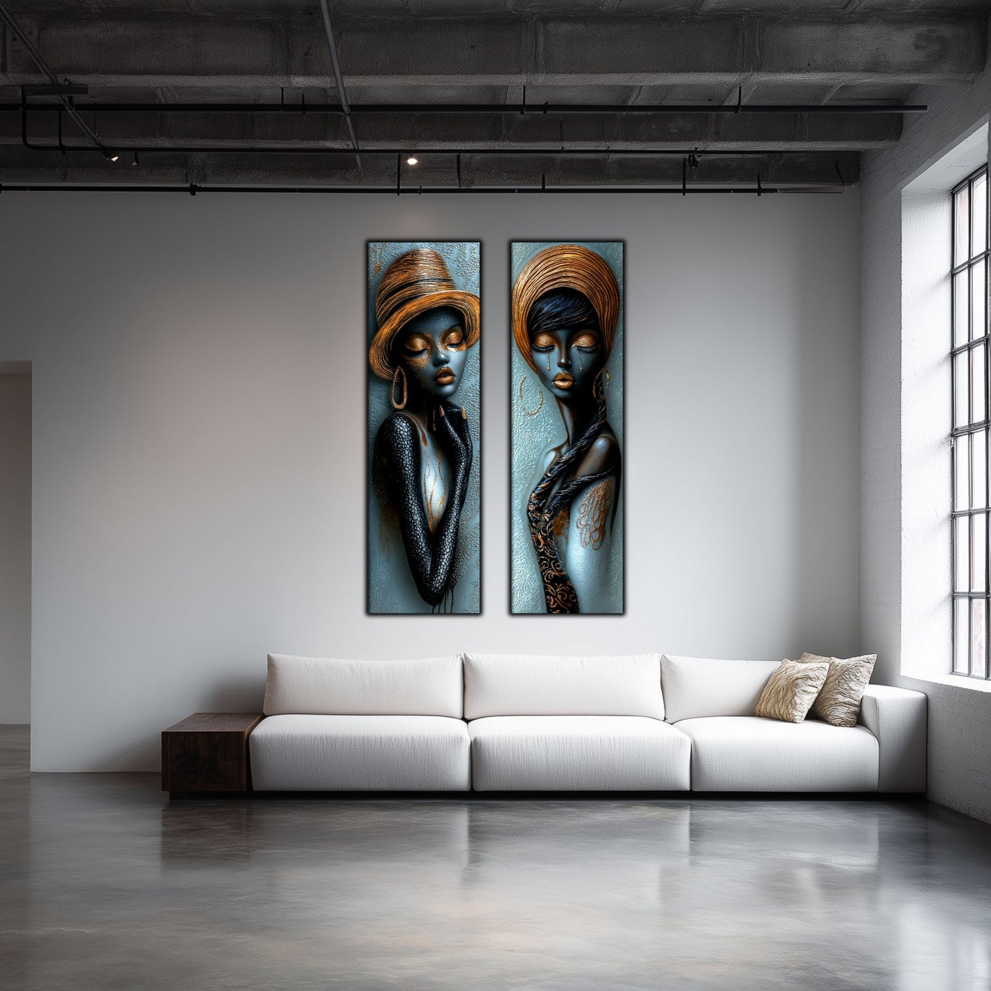 Set 2 Tablouri pt Decorul Modern al Livingului - Print UV pe Sticla - NO21