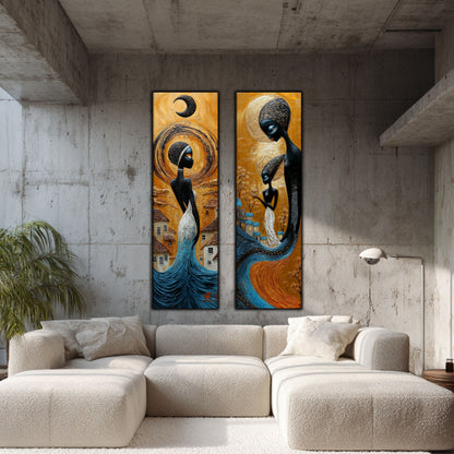 Set 2 Tablouri pt Decorul Modern al Livingului - Print UV pe Sticla - NO15