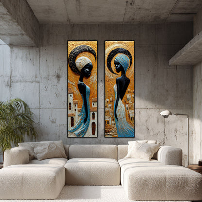 Set 2 Tablouri pt Decorul Modern al Livingului - Print UV pe Sticla - NO17