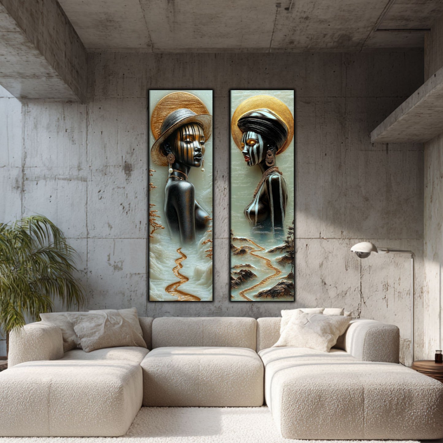 Set 2 Tablouri pt Decorul Modern al Livingului - Print UV pe Sticla - NO14