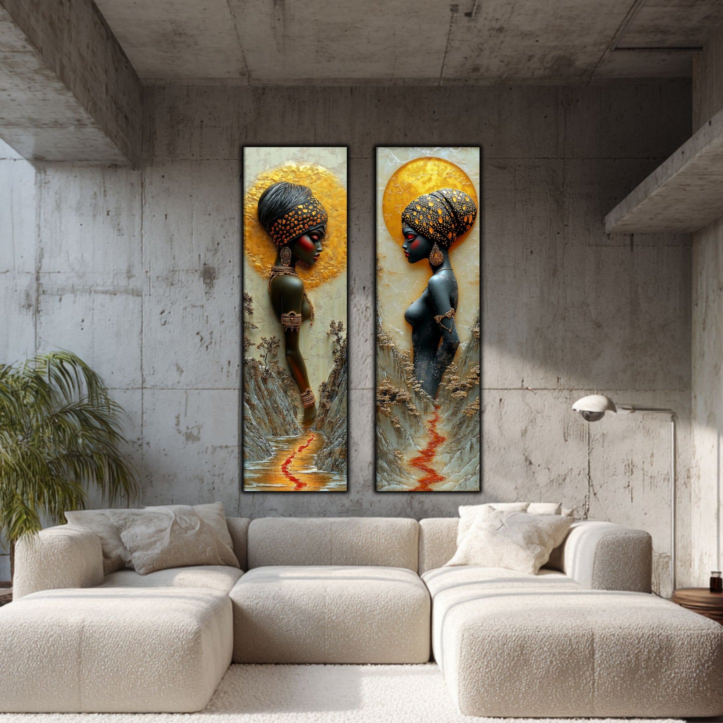 Set 2 Tablouri pt Decorul Modern al Livingului - Print UV pe Sticla - NO13