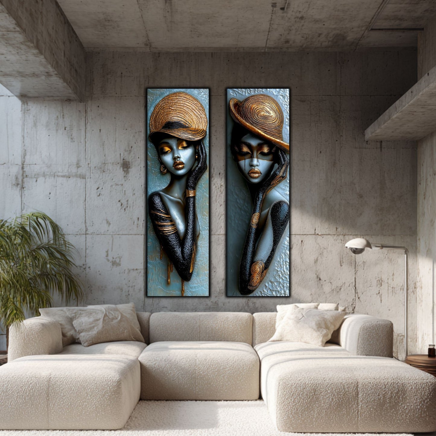 Set 2 Tablouri pt Decorul Modern al Livingului - Print UV pe Sticla - NO22