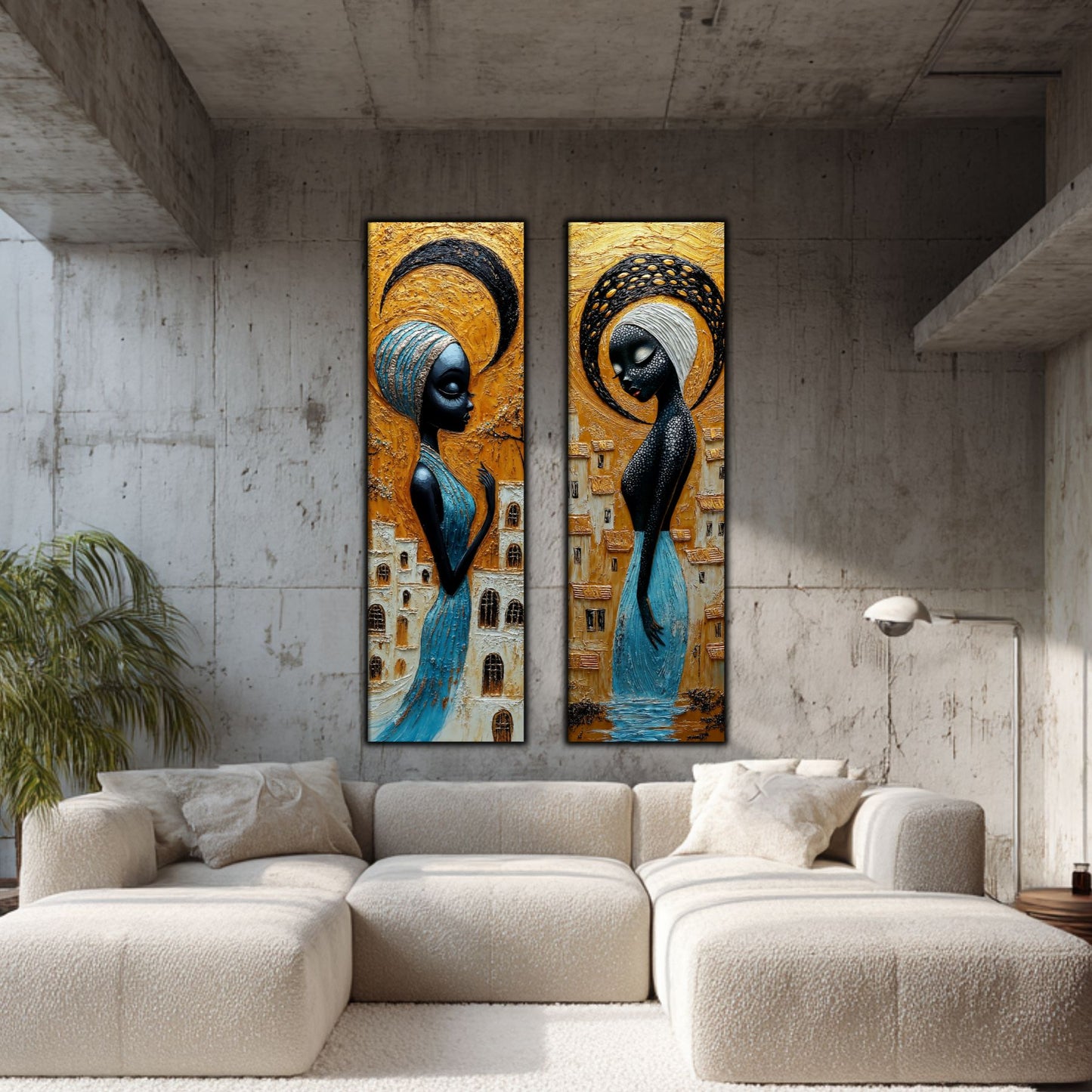 Set 2 Tablouri pt Decorul Modern al Livingului - Print UV pe Sticla - NO23
