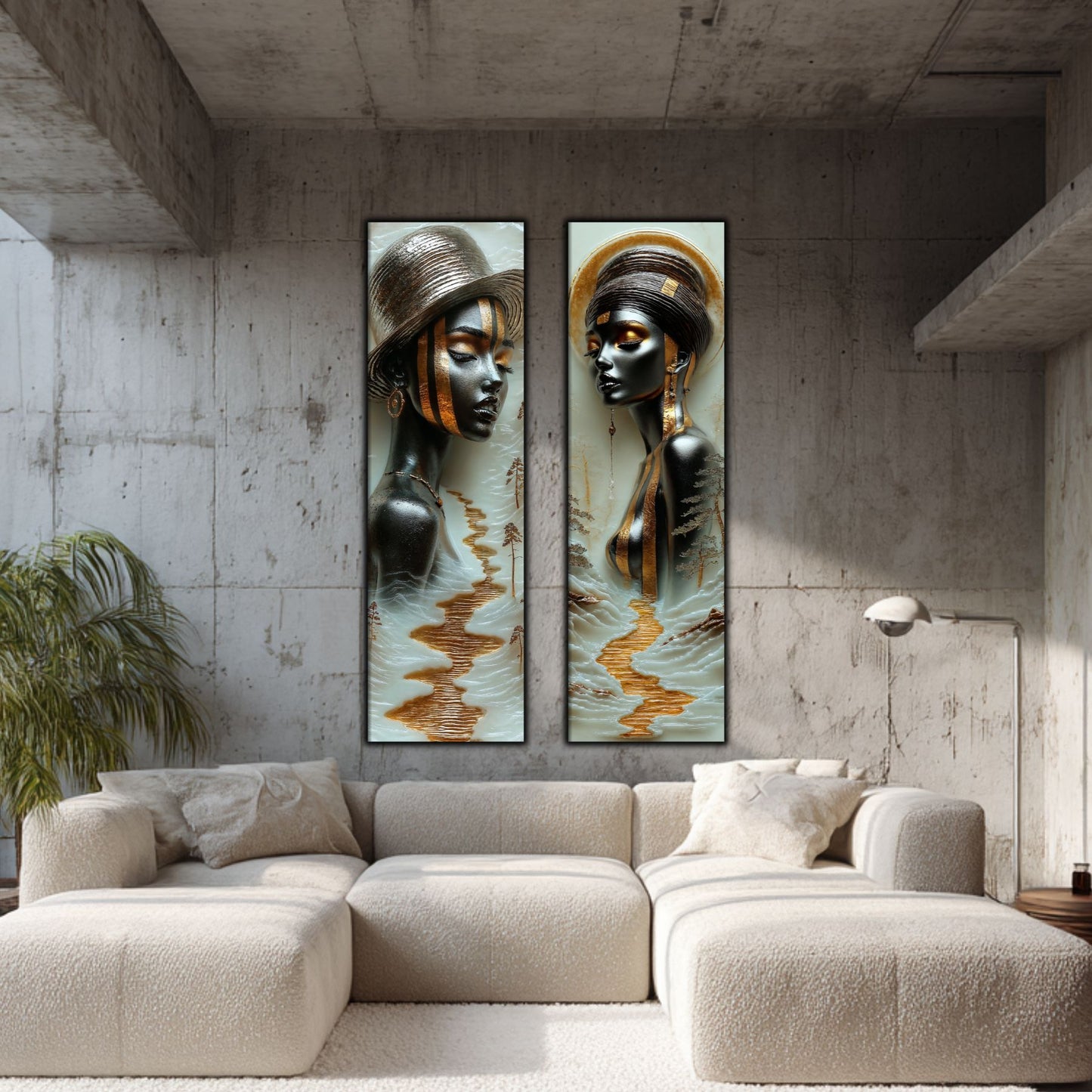 Set 2 Tablouri pt Decorul Modern al Livingului - Print UV pe Sticla - NO16
