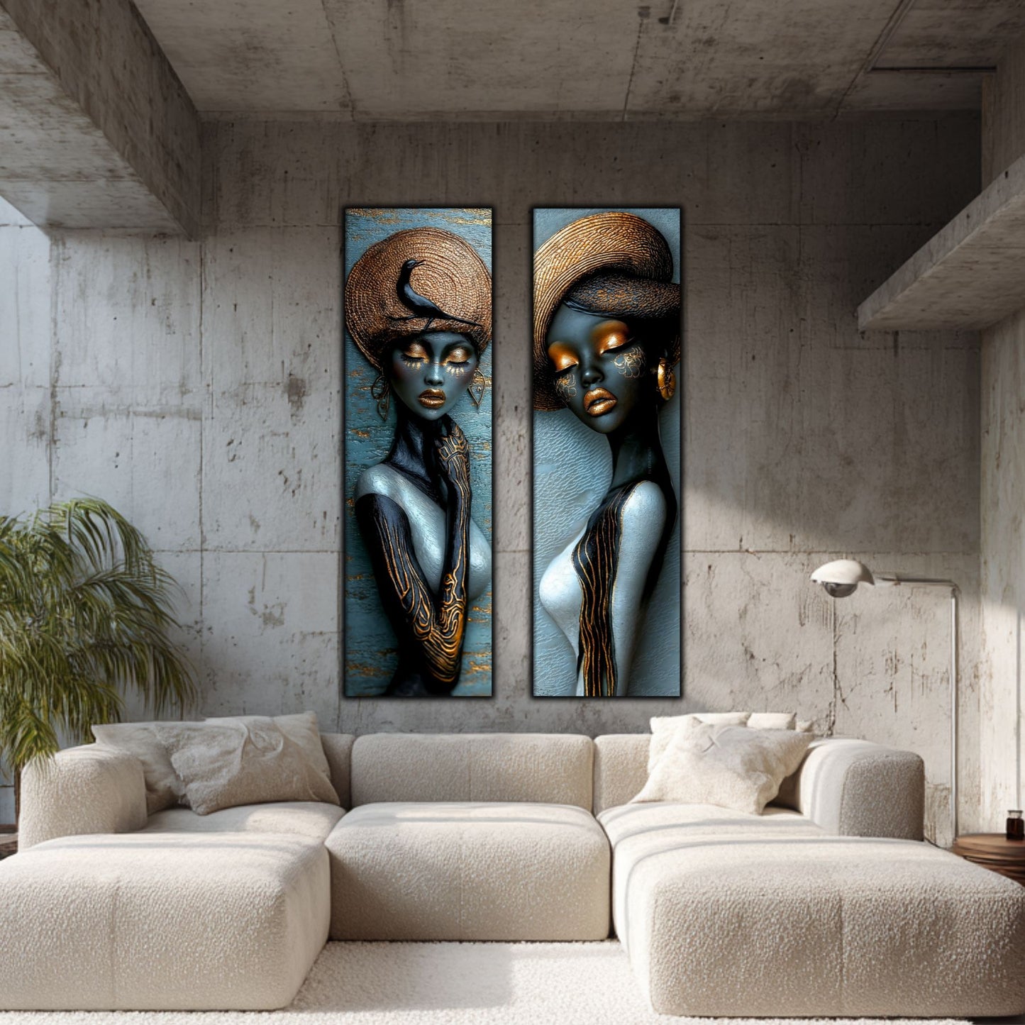 Set 2 Tablouri pt Decorul Modern al Livingului - Print UV pe Sticla - NO20