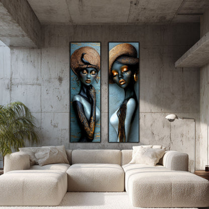 Set 2 Tablouri pt Decorul Modern al Livingului - Print UV pe Sticla - NO20