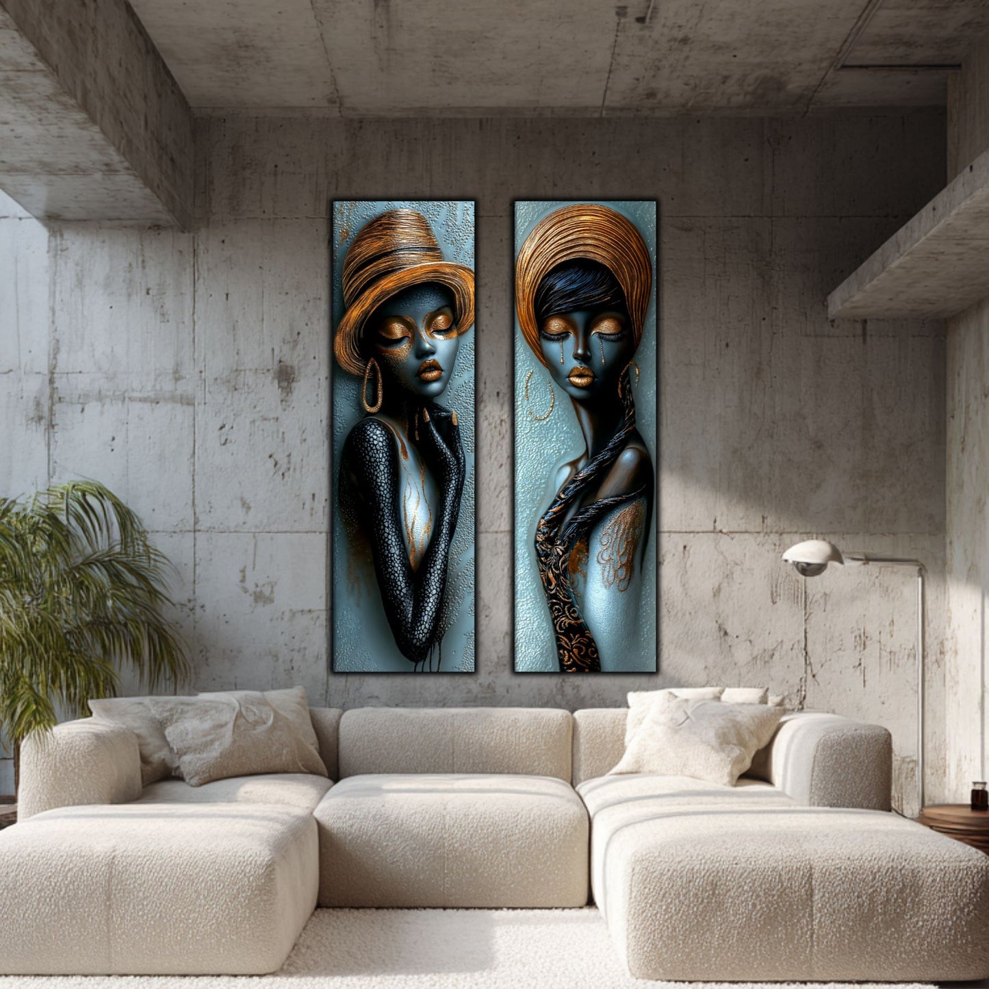 Set 2 Tablouri pt Decorul Modern al Livingului - Print UV pe Sticla - NO21