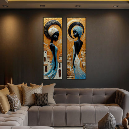 Set 2 Tablouri pt Decorul Modern al Livingului - Print UV pe Sticla - NO17