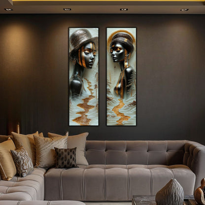 Set 2 Tablouri pt Decorul Modern al Livingului - Print UV pe Sticla - NO16