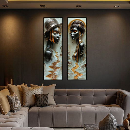 Set 2 Tablouri pt Decorul Modern al Livingului - Print UV pe Sticla - NO16