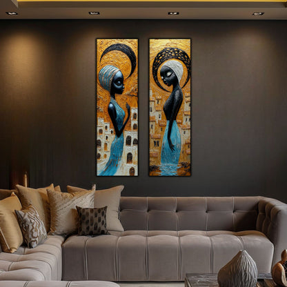 Set 2 Tablouri pt Decorul Modern al Livingului - Print UV pe Sticla - NO23