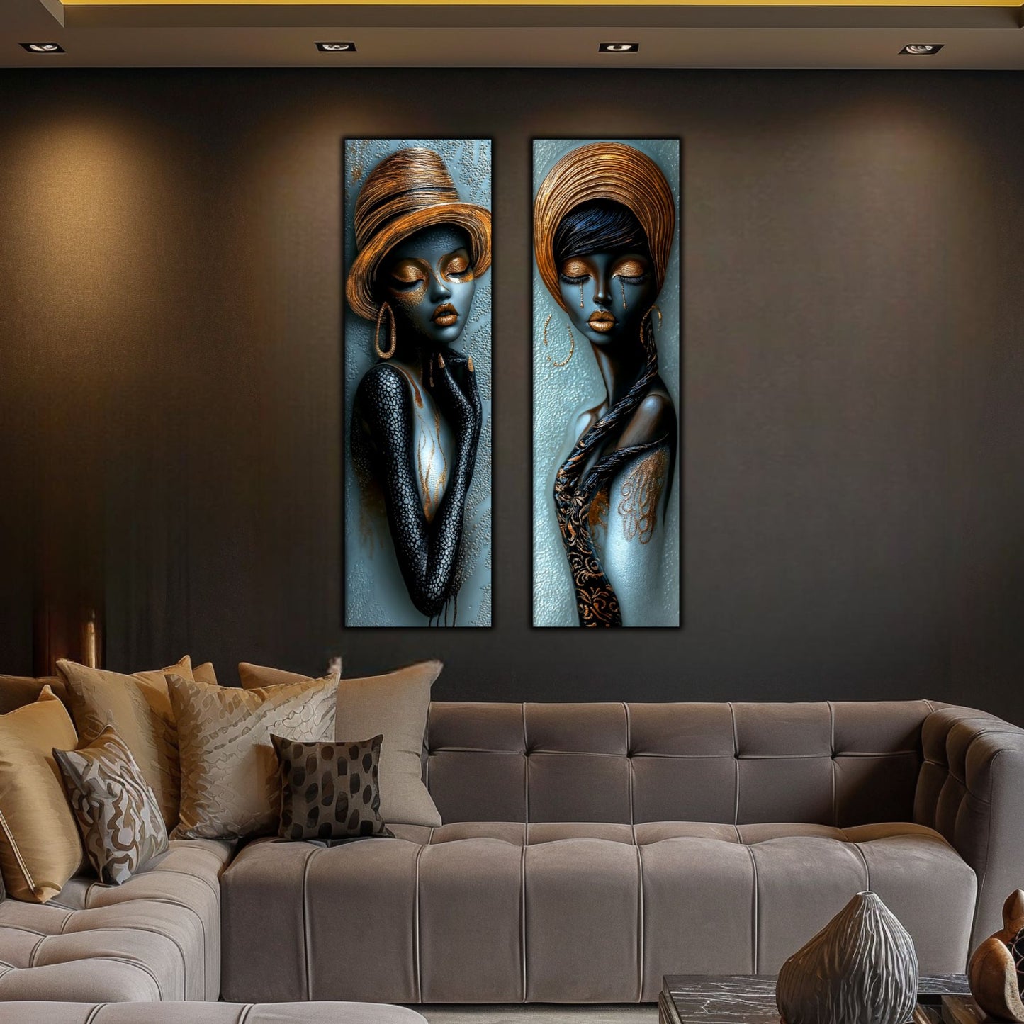 Set 2 Tablouri pt Decorul Modern al Livingului - Print UV pe Sticla - NO21