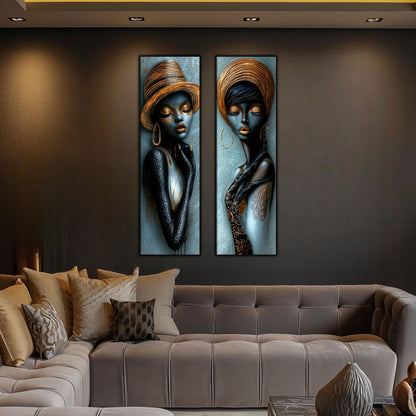 Set 2 Tablouri pt Decorul Modern al Livingului - Print UV pe Sticla - NO21