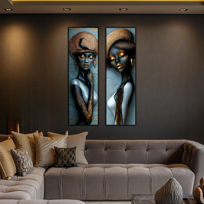 Set 2 Tablouri pt Decorul Modern al Livingului - Print UV pe Sticla - NO20