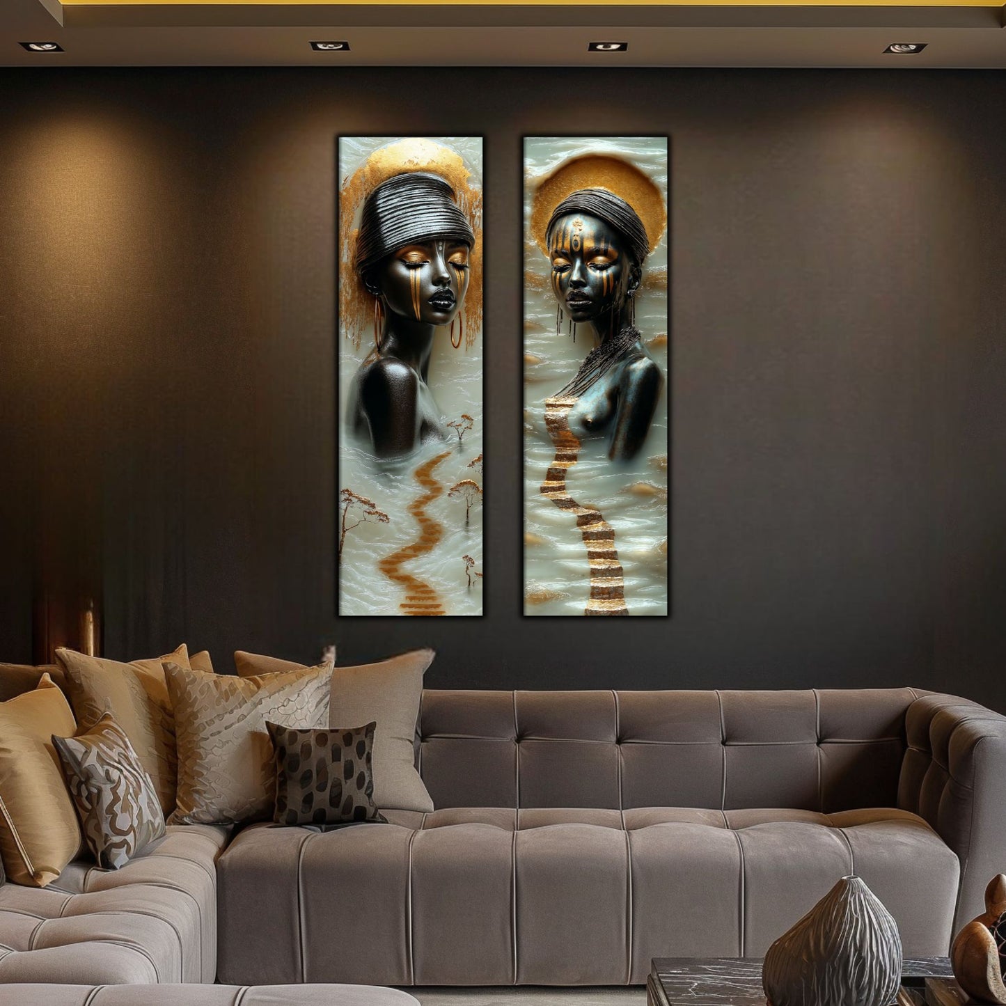 Set 2 Tablouri pt Decorul Modern al Livingului - Print UV pe Sticla - NO18