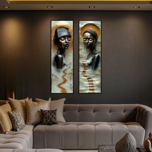 Set 2 Tablouri pt Decorul Modern al Livingului - Print UV pe Sticla - NO18