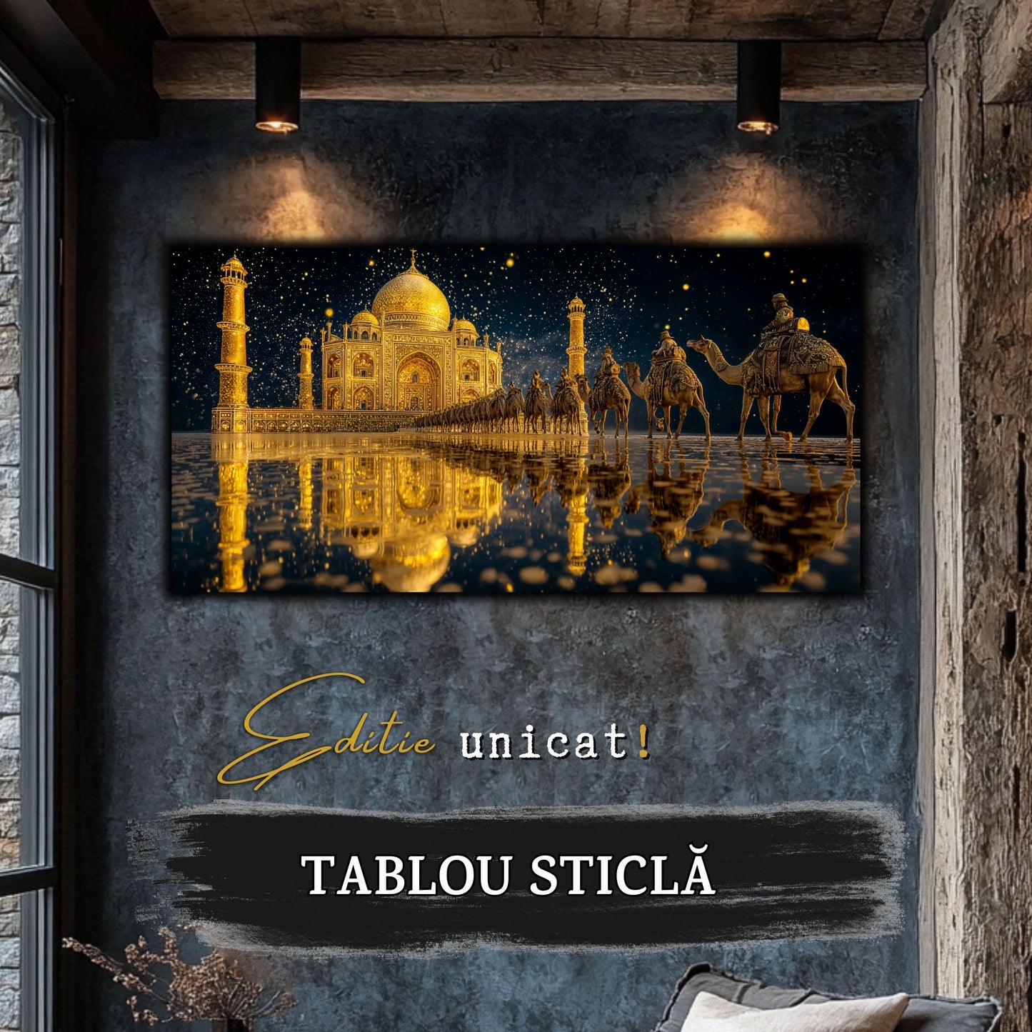 Echoes of Gold - Tablou Sticla  - Unicat - no13