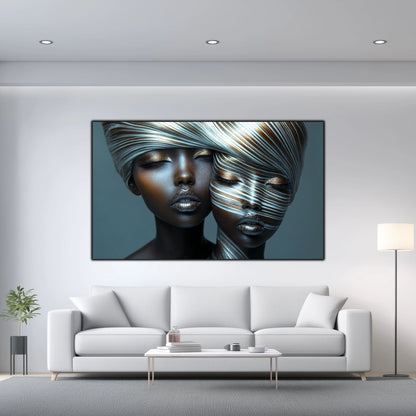 Tablou Modern pt Decorul Livingului - Print UV pe Sticla - „Gemini Souls” - No05