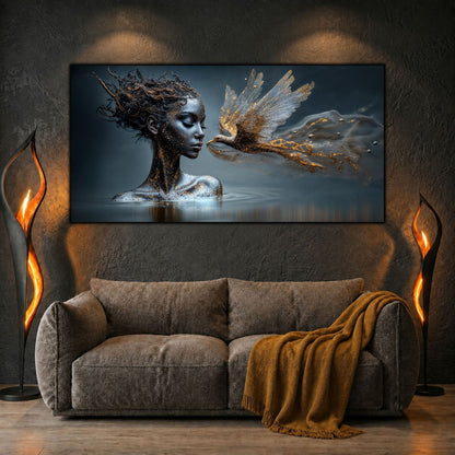 Tablou Modern Living Solul cu Aripi de Aur