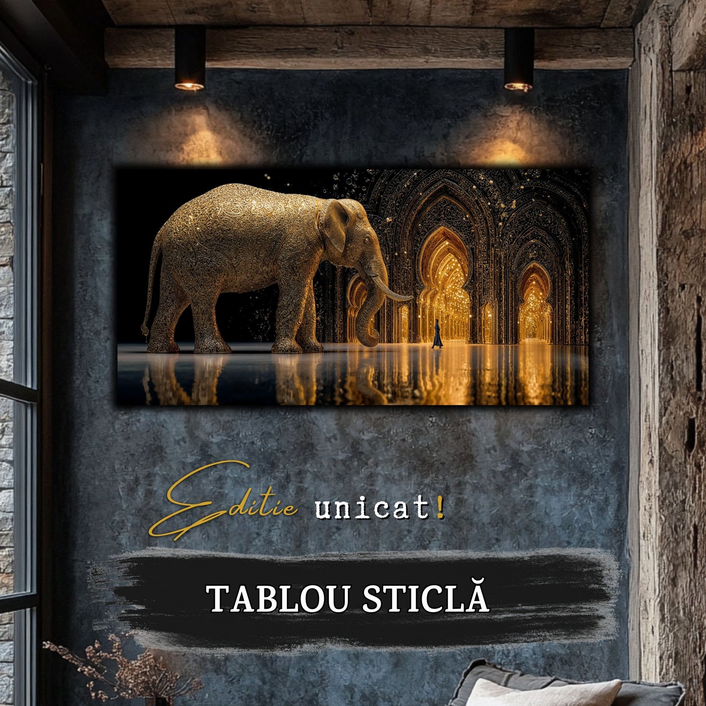 Echoes of Gold - Tablou Sticla  - Unicat - no10
