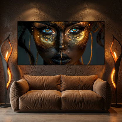 Tablou living modern Ritual Shadow sticla securizata 4mm - mockup perspectiva 4