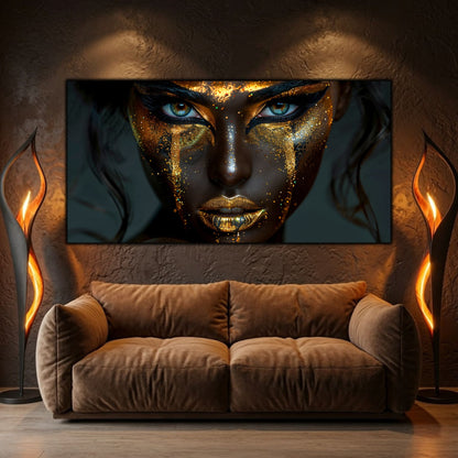 Tablou sufragerie mare Obsidian Gaze sticla 4mm - mockup perspectiva 4