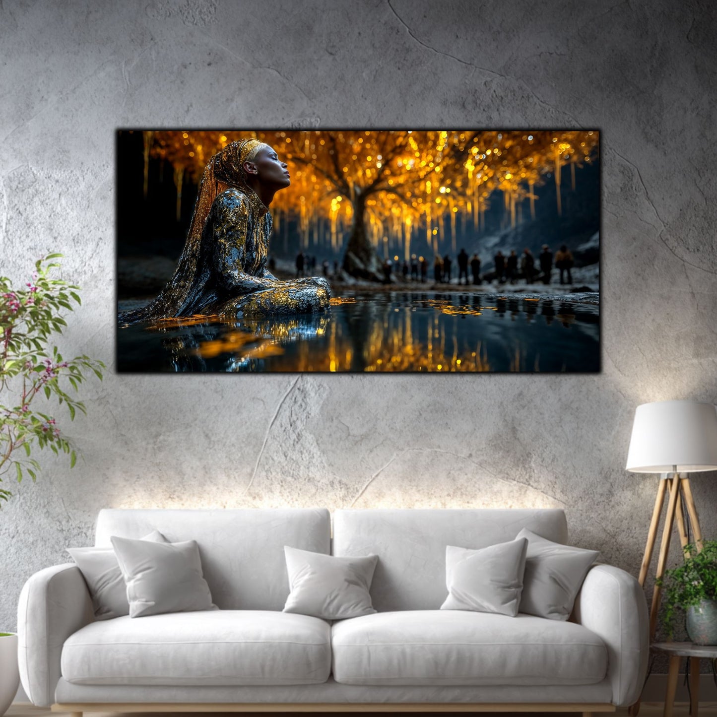 Tablouri Living Sticlă – The Watcher Beneath Gold | The Light We Encounter