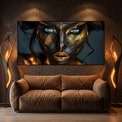 Tablou living elegant Gilded Silence sticla securizata 4mm - mockup perspectiva 4