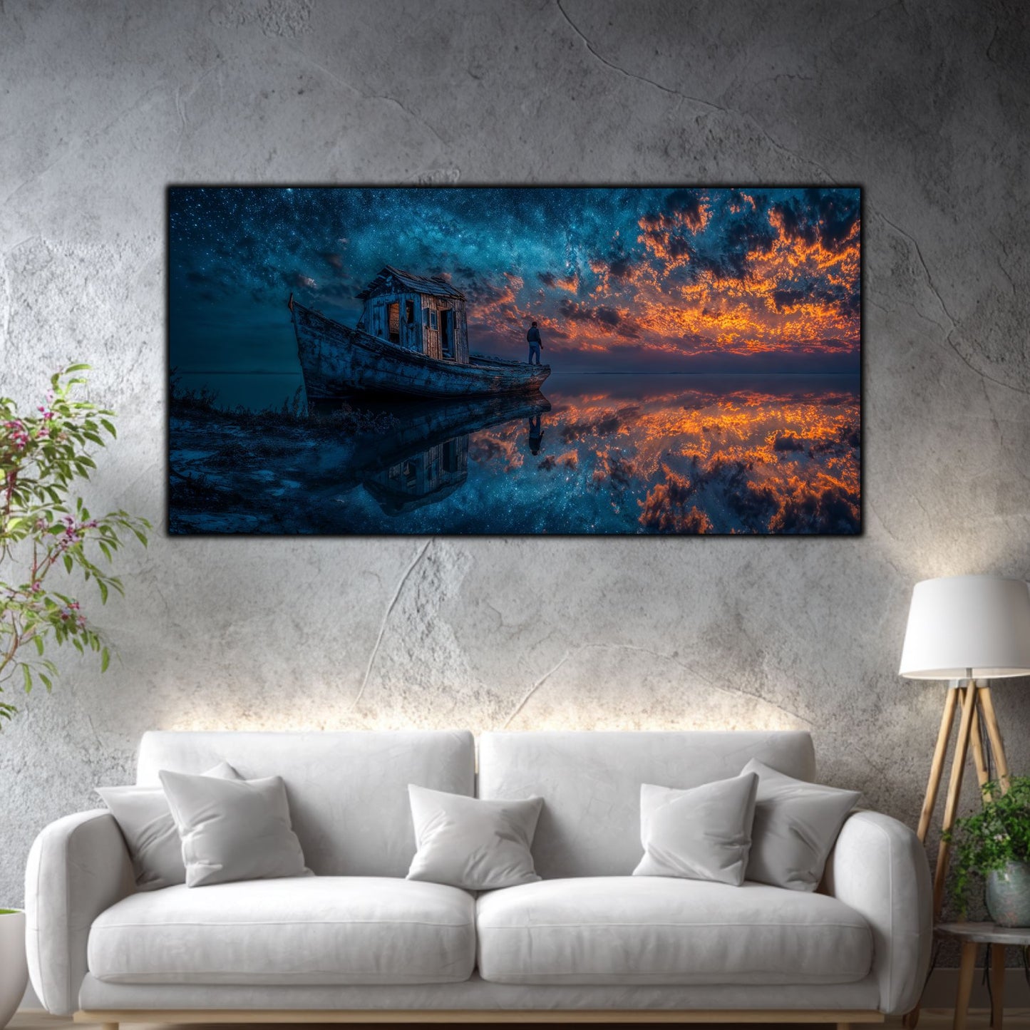 Tablouri Living Sticlă – The Boat That Waited | The Light We Encounter