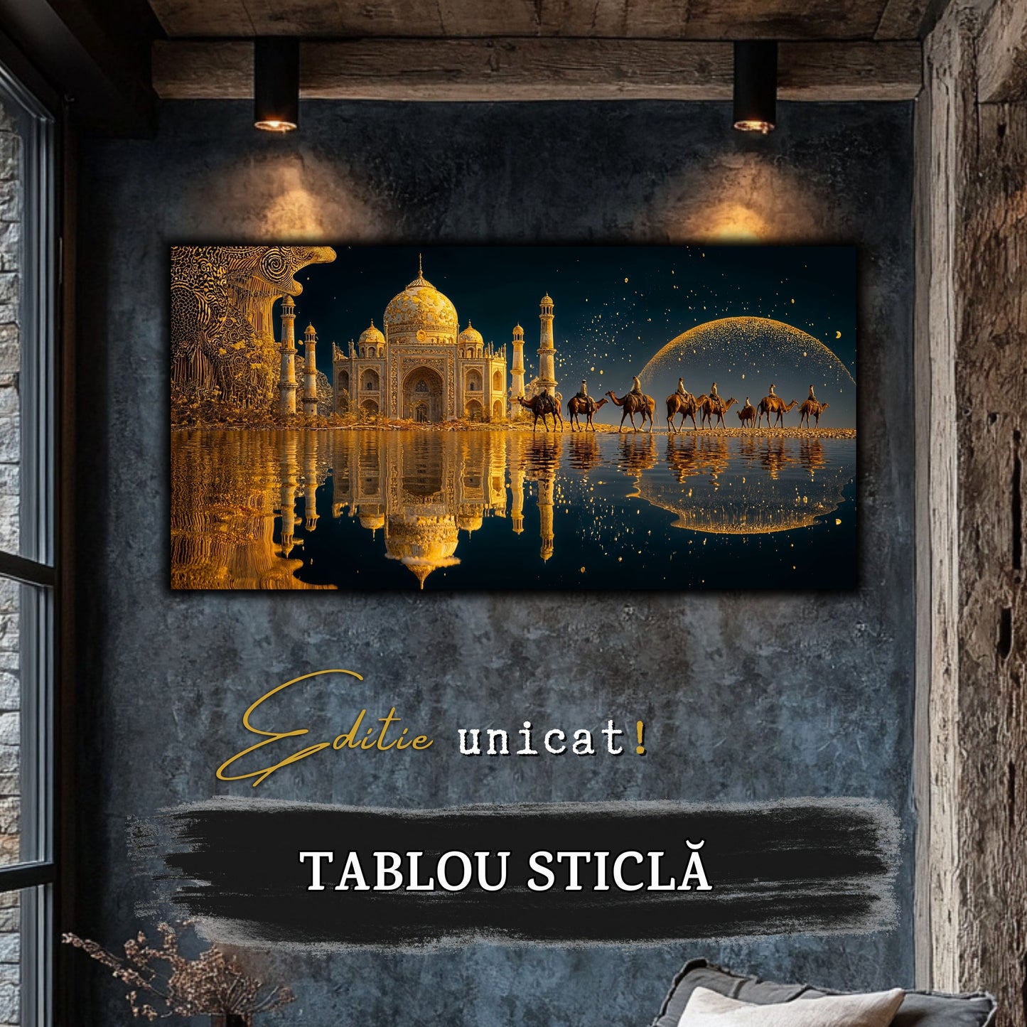 Echoes of Gold - Tablou Sticla  - Unicat - no12