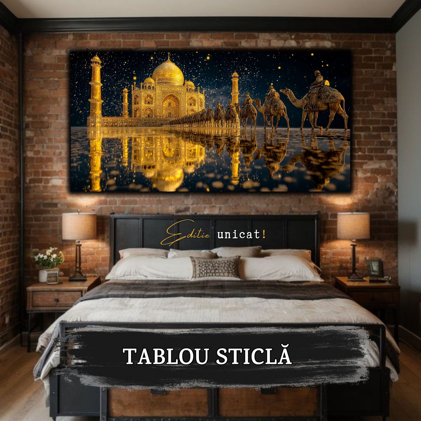 Echoes of Gold - Tablou Sticla  - Unicat - no13