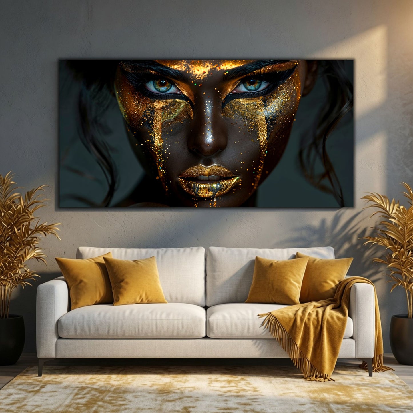 Tablou sufragerie mare Obsidian Gaze sticla 4mm - mockup perspectiva 6