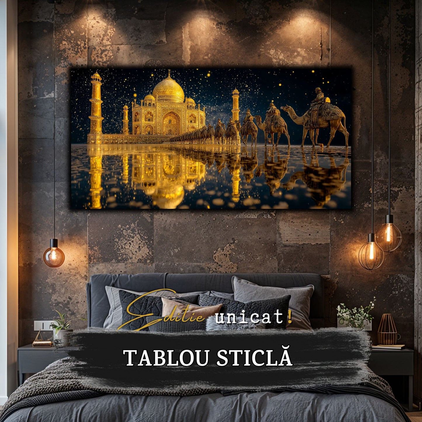 Echoes of Gold - Tablou Sticla  - Unicat - no13