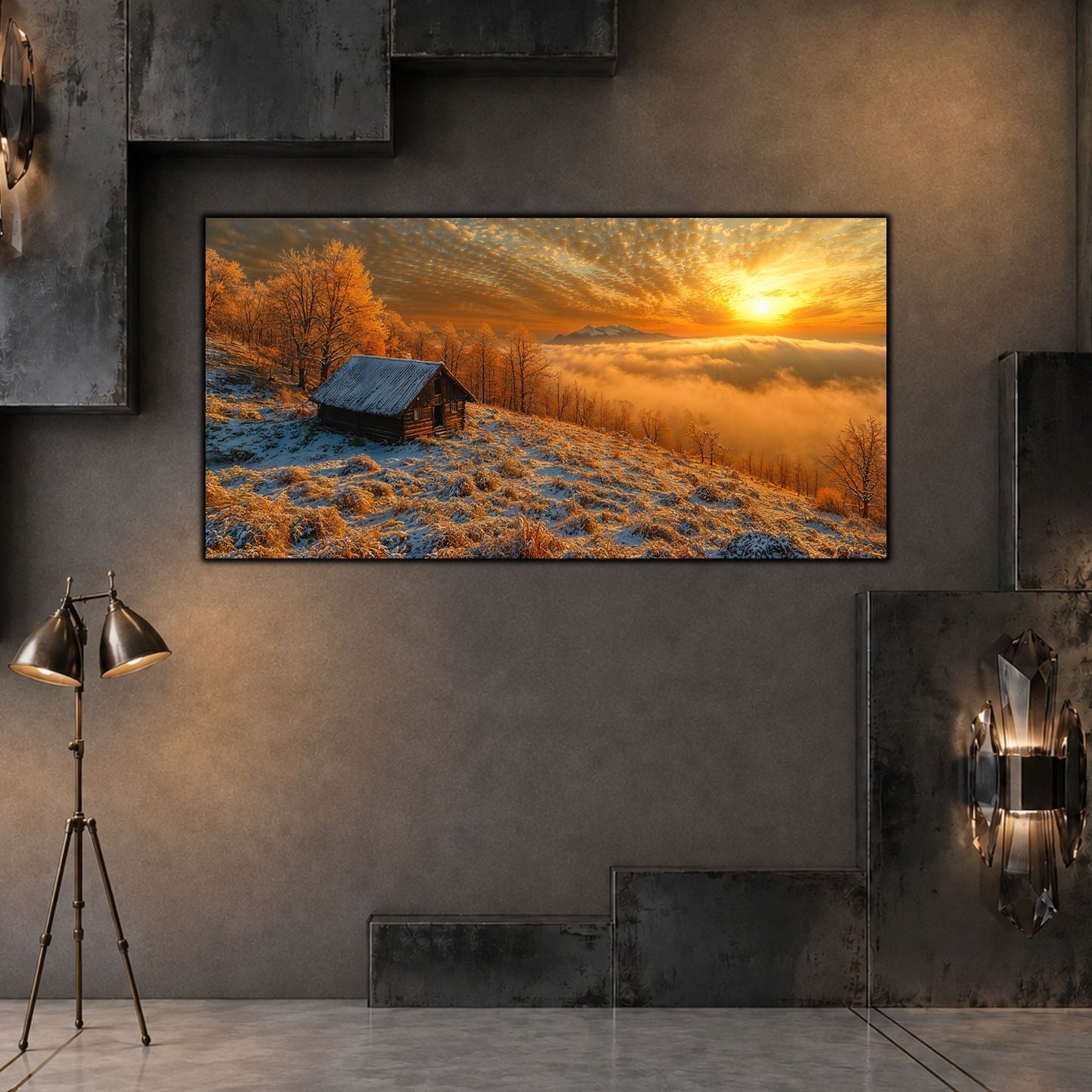 Tablouri Moderne Sufragerie – Cabin at Daybreak | The Long Way Home